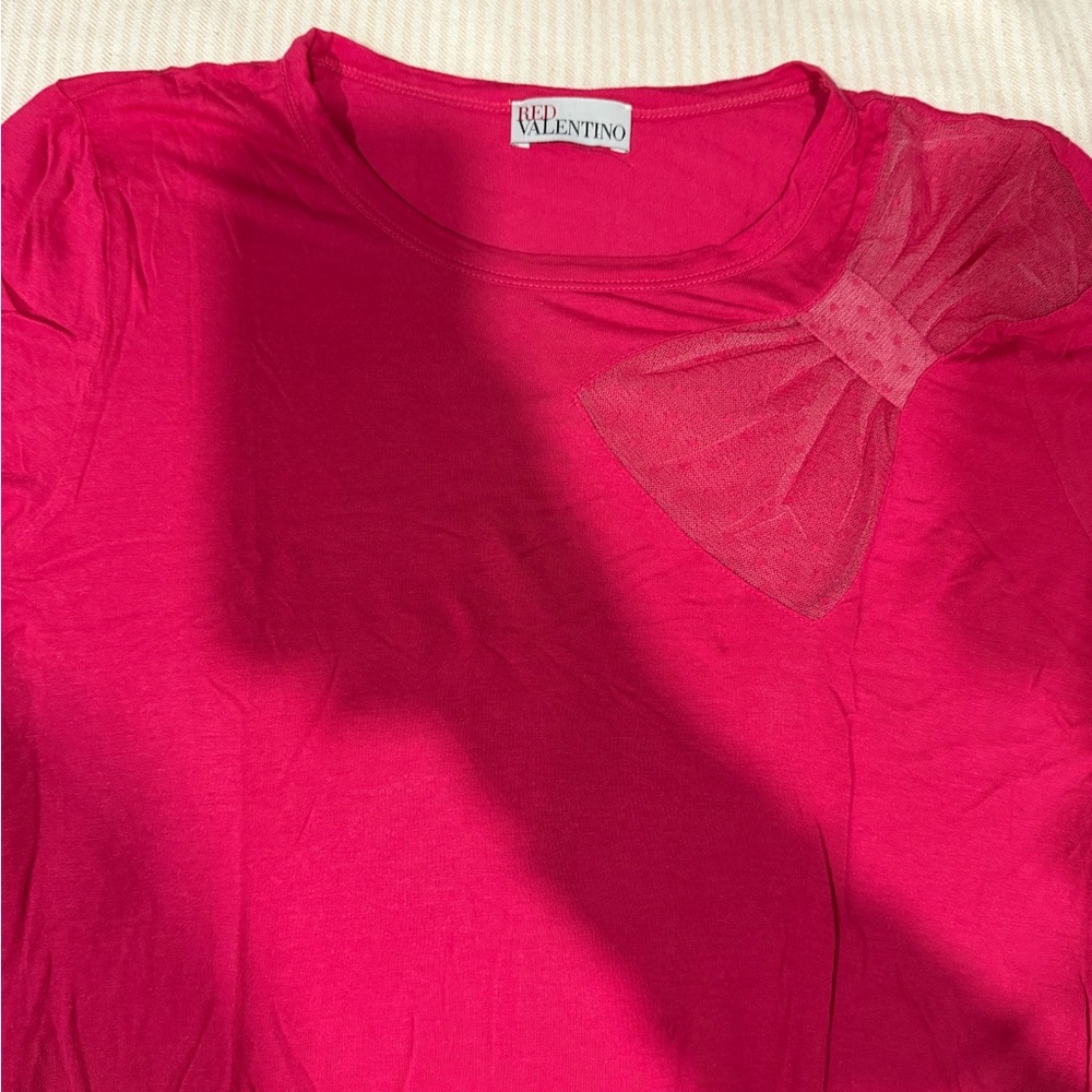 Valentino Fuchsia Blouse with Mesh Bow